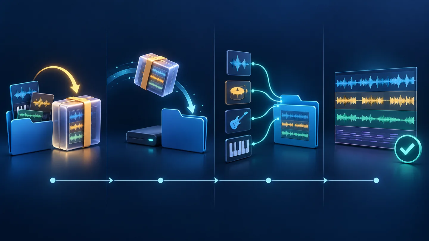 AI 绘制的导出与恢复流程概念图